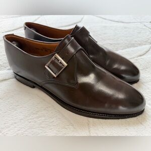 $695 Vass Alt Wien Austria Elegant Brown Leather Monk Strap Men's Shoes 9.5